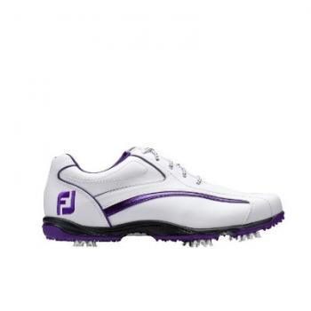 FootJoy Golf 45128 高爾夫 EXL 高爾夫專用運動鞋 人工皮革 珍珠白/葡萄紫