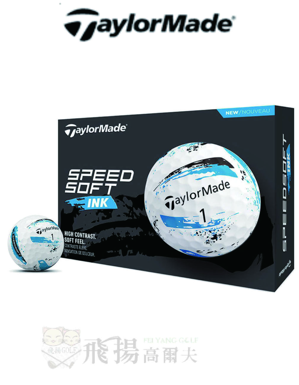 【飛揚高爾夫】'24 TaylorMade SpeedSoft Ink Golf Ball ,2-piece(12/DZ),Blue Ink V99145 (不含印)